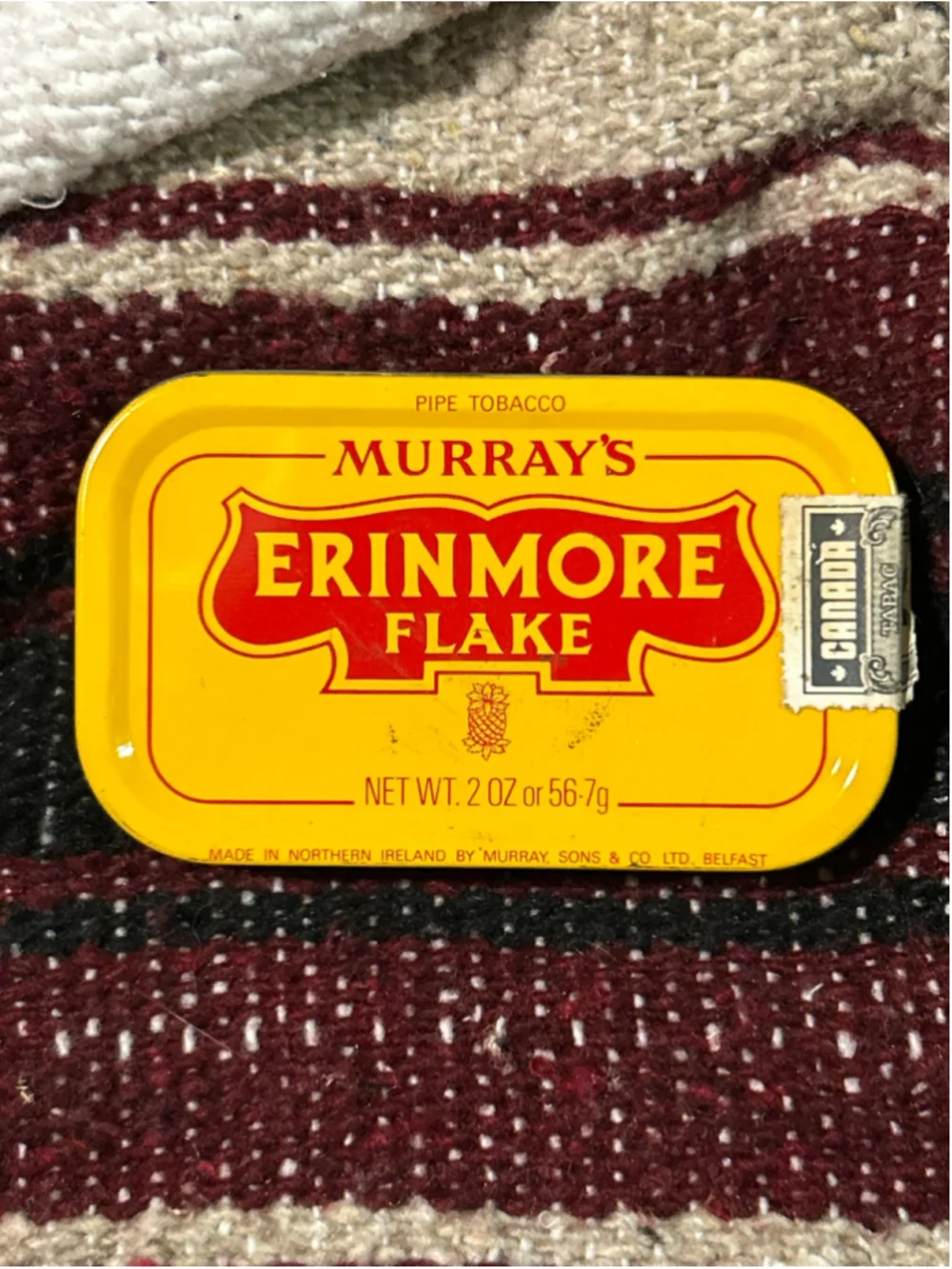 Murray's Erinmore Flake Pipe Tobacco Tin One Size Yellow Red
